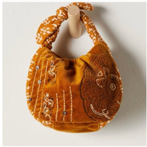 FREE PEOPLE Aria Mini Velvet Bag In Amber  - Factory Sealed - Picture 1 of 11